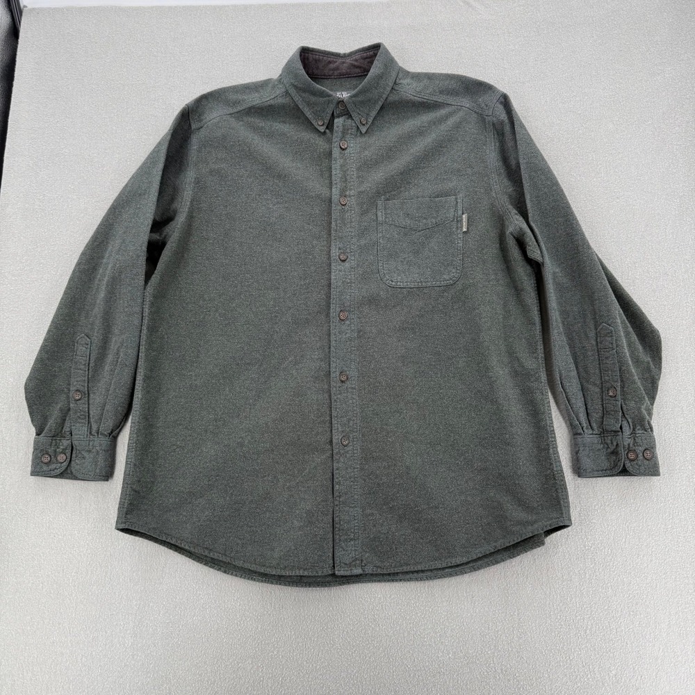 Woolrich Heathered Olive Gray Long Sleeve Button Up Shirt Men XL